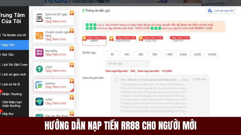 hướng dẫn nạp tiền