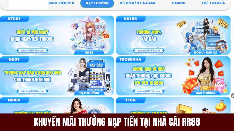 khuyến mãi nạp tiền tại rr88