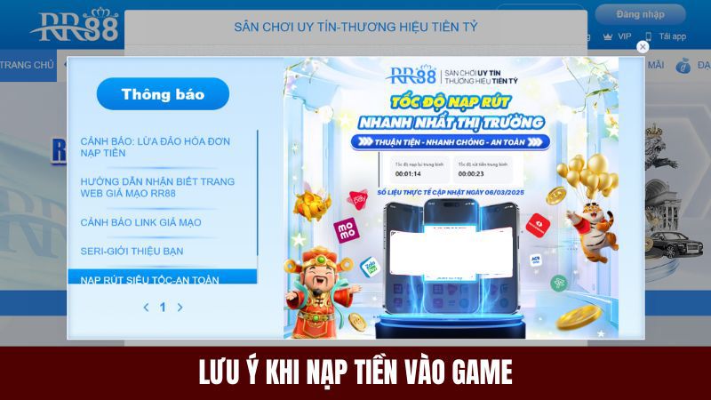 những lưu ý cần nắm khi nạp tiền rr88